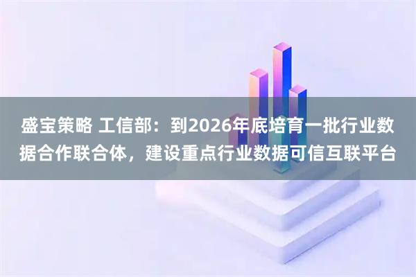 盛宝策略 工信部：到2026年底培育一批行业数据合作联合体，建设重点行业数据可信互联平台